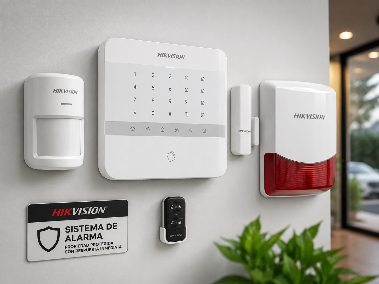 Sistema de alarma de seguridad instalado con sensores de movimiento, central y sirena en la region metropolitana