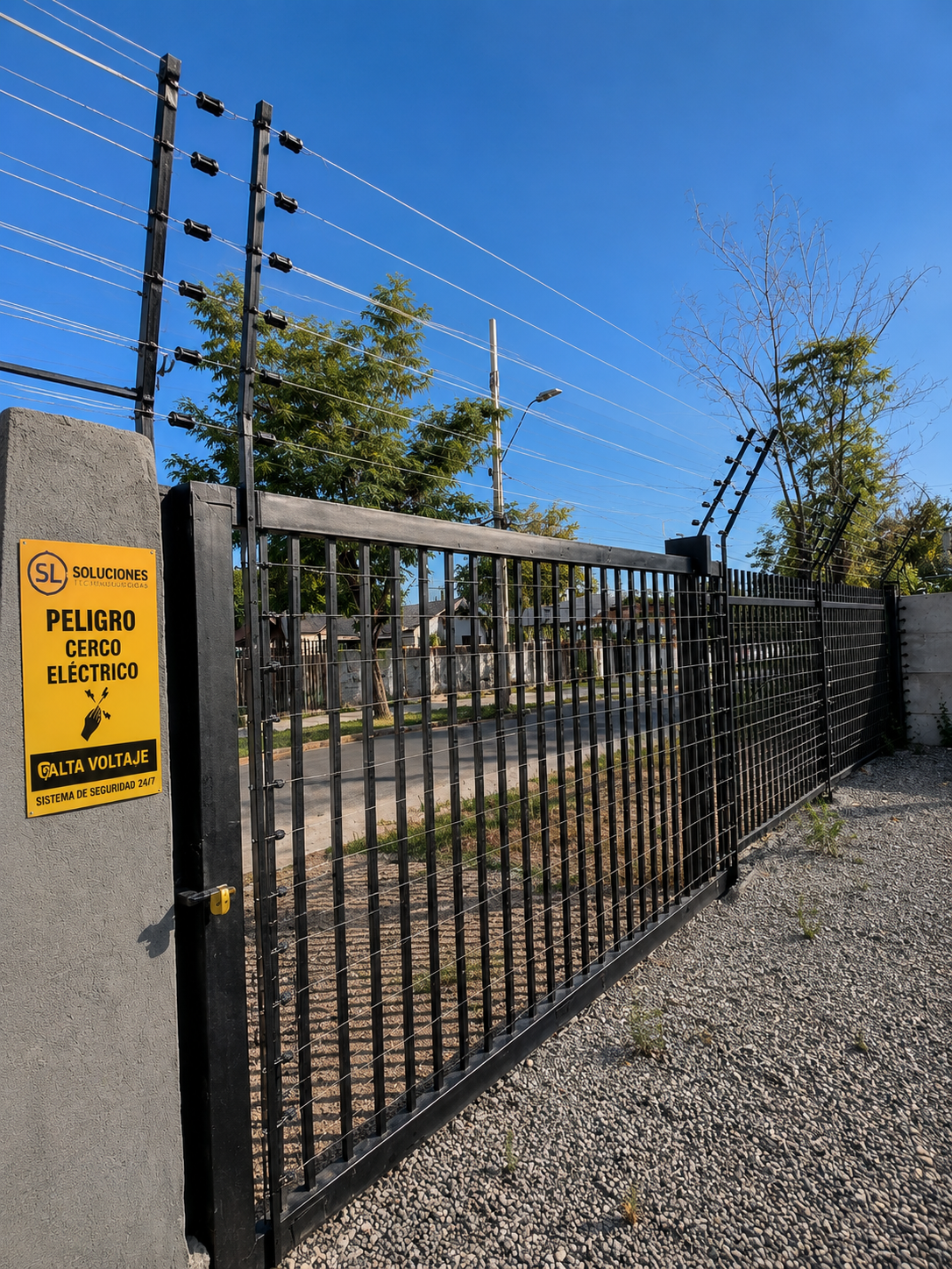 Instalación profesional de cerco eléctrico perimetral para protección de propiedades en Santiago